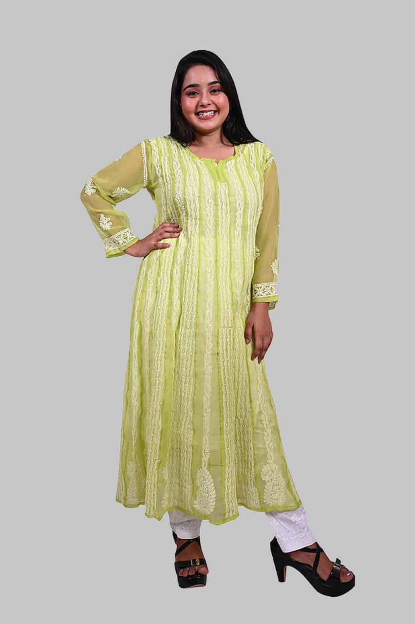 Green full length anarkali