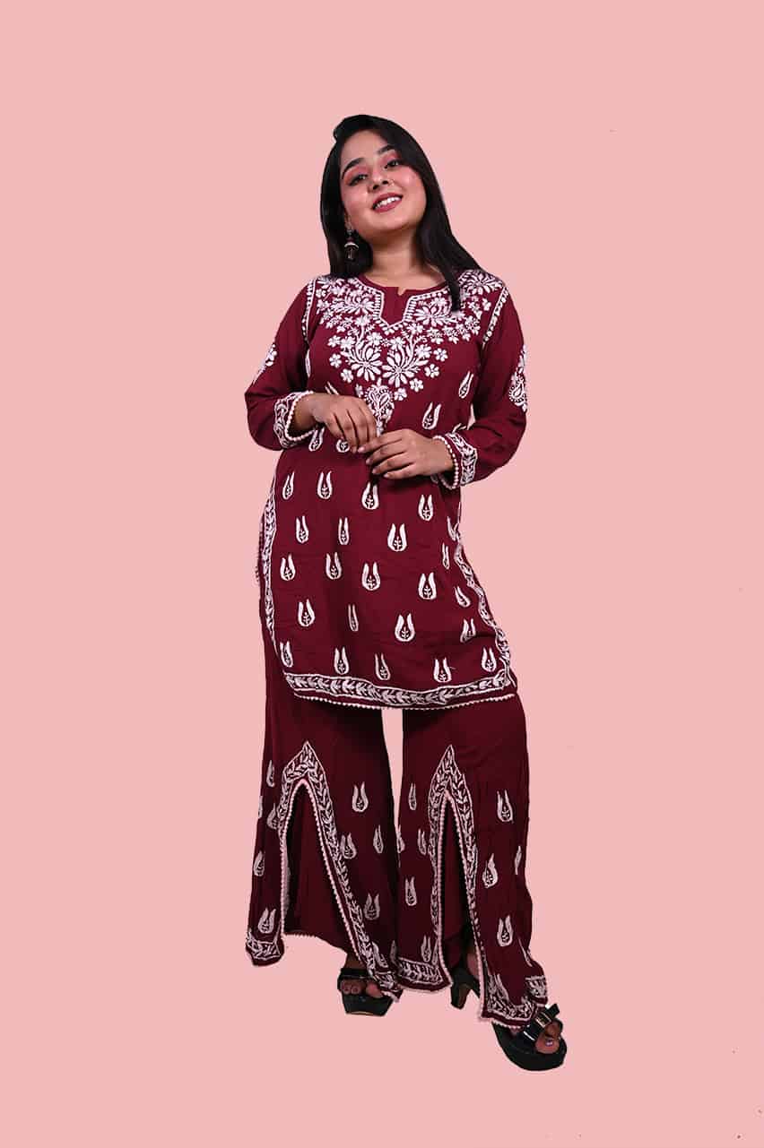 Maroon rayon kurti