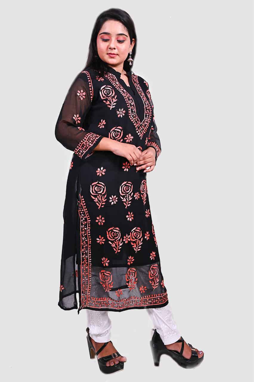 lakhnavi Georgette chikankari kurti
