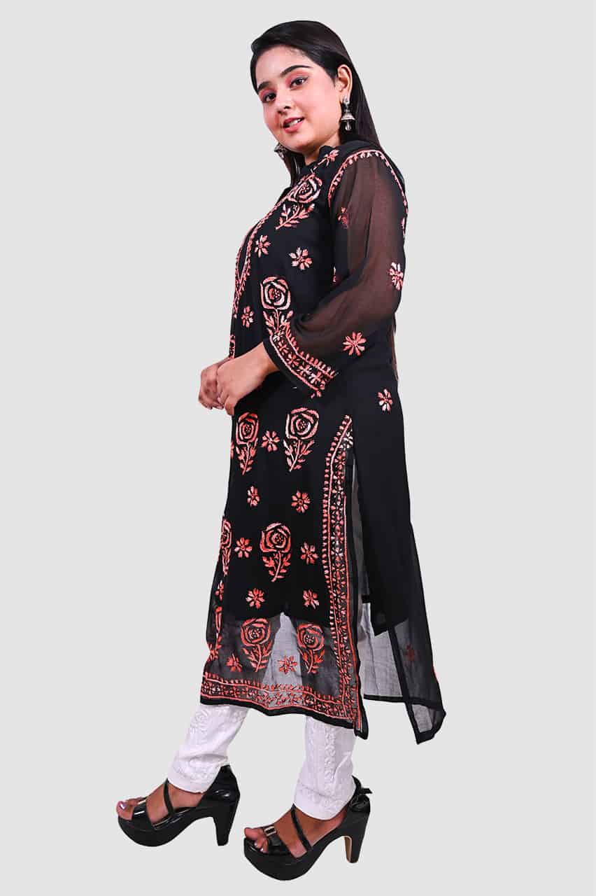 Nishwa black Georgette chikankari kurti